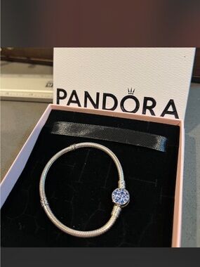 Pandora Silver blue CZ Accent Cuff and Beaded Bracelet!